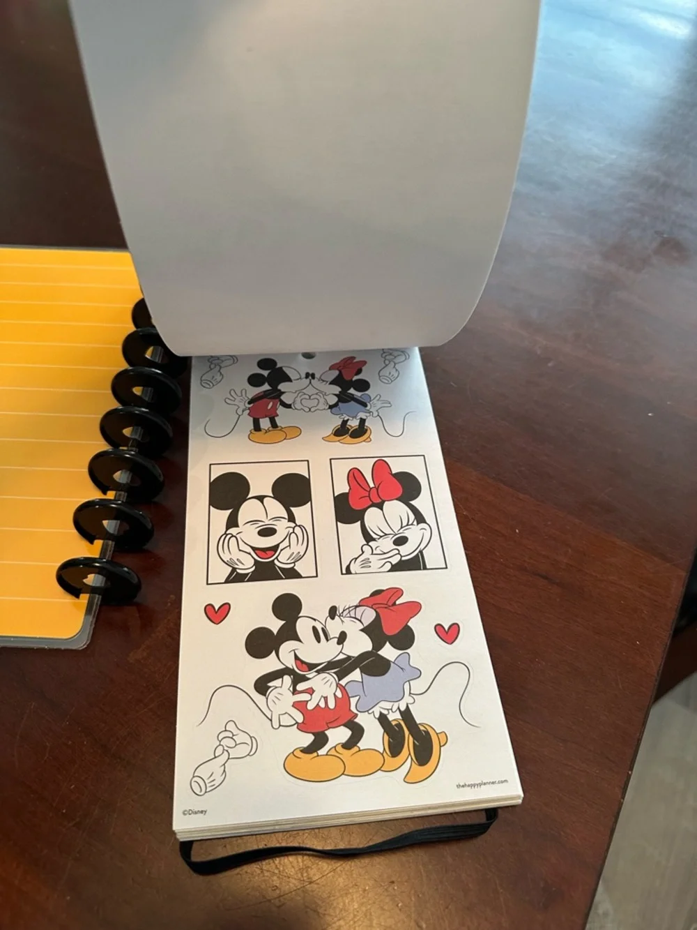 Disney Yellow Stripe Squad Goals planner cover and Mickey & Friends Sticker Set